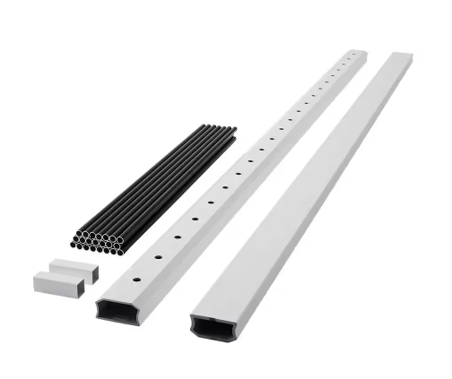 Fiberon ArmorGuard Regency White Composite Rail Kit with Round Black Metal Balusters 8 ft. x 3.5 ft. Actual Size 94 in. x 42 in.