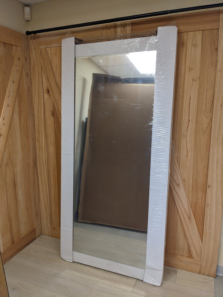 Mir-Mel Primed Mirror Solid Core MDF Interior Closet Sliding Door with Primed Trim 72 in. x 80 in.