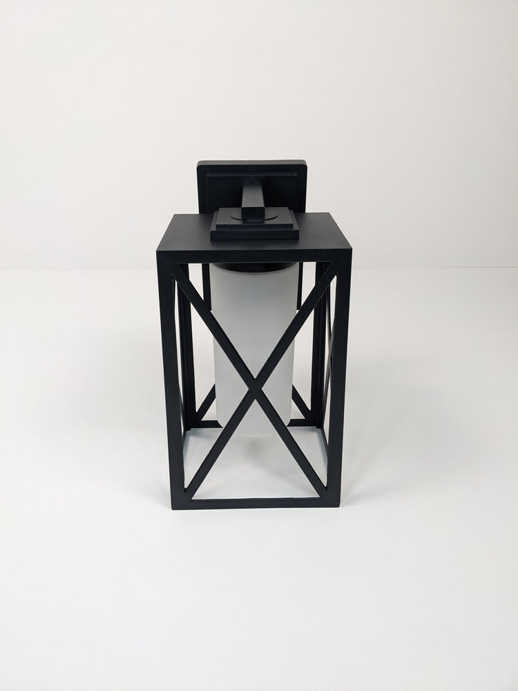 LNC 1-Light Black Outdoor Wall Lantern Sconce with Frosted Glass