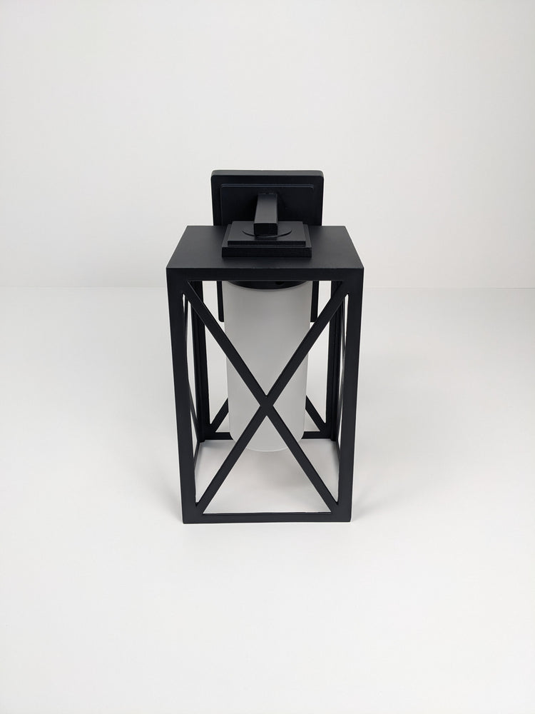 LNC 1-Light Black Outdoor Wall Lantern Sconce with Frosted Glass