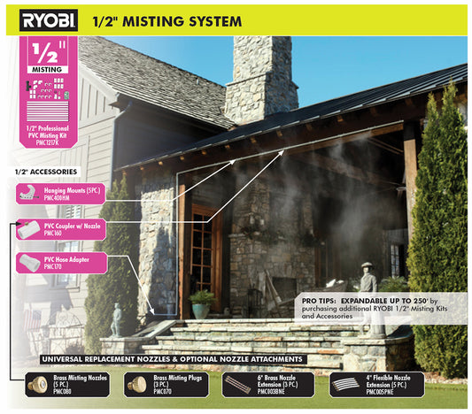 RYOBI 12 ft. x 1/2 in. Professional PVC Misting Kit