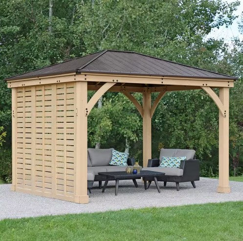 7 ft. H x 8 ft. W Cedar Privacy Wall for 10 ft. Meridian Gazebos by Yardistry