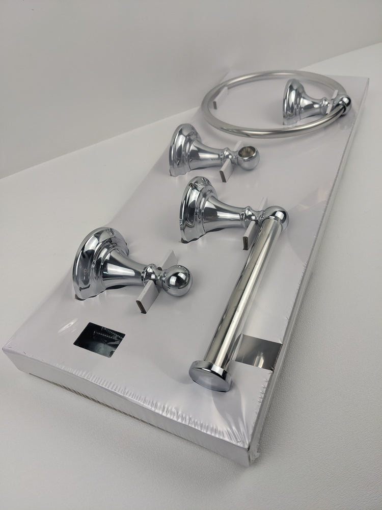 Glacier Bay Tennyson 3-Piece Bath Hardware Set with Towel Ring Toilet Paper Holder and 18 in. Towel Bar in Chrome