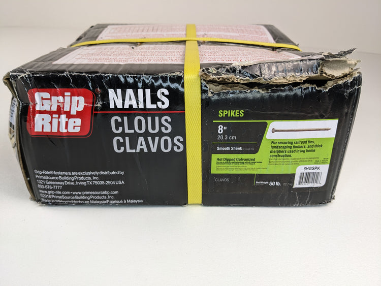 Grip-Rite #3/8 x 8 in. Galvanized Steel Spike Nails (50 lb.-Box)