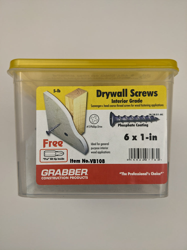 Grabber VB108 #6 x 1 in. Coarse Drywall Screw (5 lb. Pack)