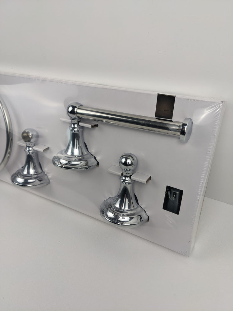 Glacier Bay Tennyson 3-Piece Bath Hardware Set with Towel Ring Toilet Paper Holder and 18 in. Towel Bar in Chrome