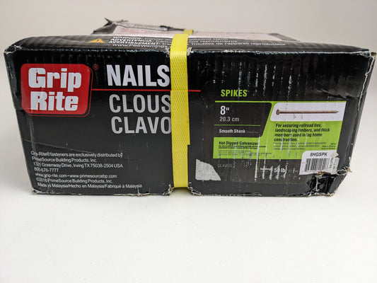 Grip-Rite #3/8 x 8 in. Galvanized Steel Spike Nails (50 lb.-Box)