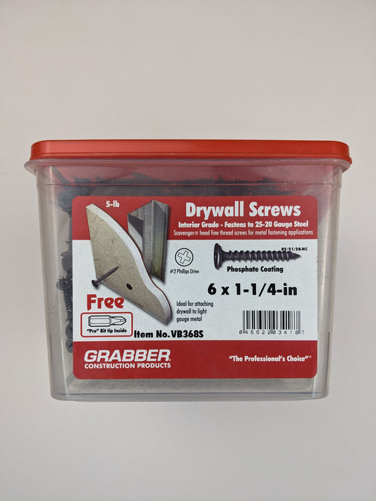 Grabber VB368S #6 1-1/4 in. Philips Scavenger Head Drywall Screws (5 lb.-Pack)