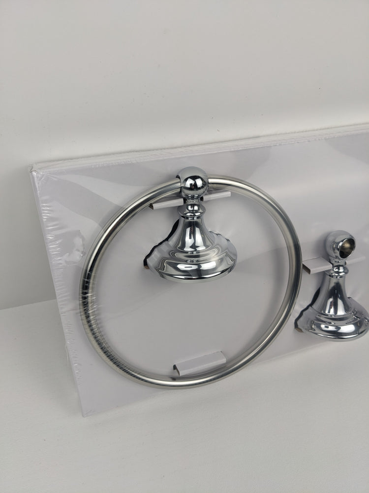 Glacier Bay Tennyson 3-Piece Bath Hardware Set with Towel Ring Toilet Paper Holder and 18 in. Towel Bar in Chrome